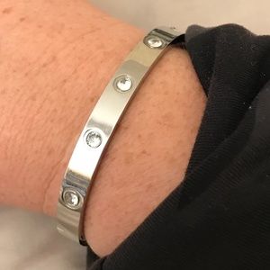 Love style Bangle with CZs - stainless steel